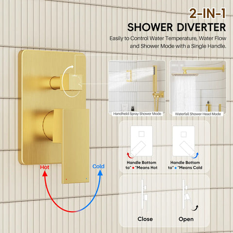 Top Shelf Brushed Gold Shower System Crafted From Solid Brass And Stainless Steel With A Badass Rain Shower Head Zero Plastic Inner Tubing Bathroom Faucet Set Straight Up Reliable For Any Home Renovation Project