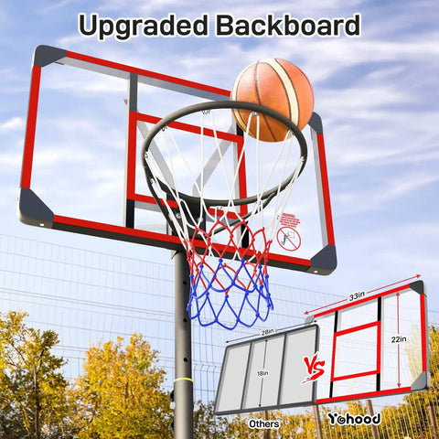 Kids Adjustable Outdoor Basketball Hoop 4.82 To 8.53 Feet Portable Backyard Driveway Hoop With Enlarged Base And PC Backboard