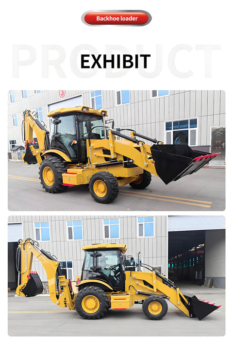 Compact Four Wheel Drive Backhoe Loader Tractor Mounted Digger With Versatile Attachments for rural development and gardening