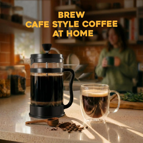 34 Oz Borosilicate Glass French Press Coffee Maker With 4 Filter Sieve System And 80 Mesh Filter for Rich Residue Free Brew
