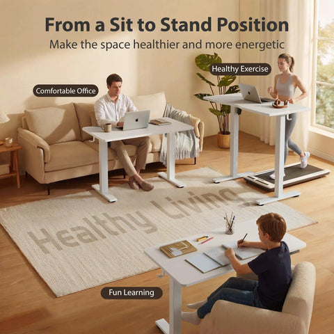 Cubiker 40X24 Electric Standing Desk Adjustable Sit Stand Home Office Table, ergonomic white finish in use for a healthy workspace.