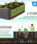 Illustration of Oval Galvanized Raised Garden Bed Kit With Strengthened Crossbar For Tall Metal Planter Box To Grow Veggies In Outdoor Backyard 6 By 3 By 2 Feet Dark Gray Safe No Sharp Corners Heavy Duty And Easy To Set Up, showcasing soil layers and drainage efficiency.