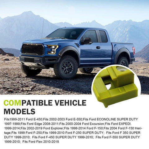 2 Pack Beefed Up Transmission Shift Cable Bushing Clip Kit Yellow For Ford Vans And SUVs Linkage Fix next to blue truck