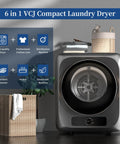 Fully Automatic Portable Washing Machine And Dryer Set Featuring A Solid Stainless Steel Tub Plus 17 Lbs Washer Paired With 10 Lbs Dryer showing a compact 6 in 1 VCJ laundry dryer.