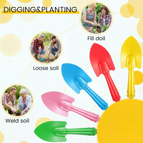 50 Piece Mini Colorful Metal Hand Shovels Set For Gardening Tiny Trowels Dope Digging Planting and Soil Work in Five Colors