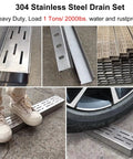Built Tough Outdoor Trench Drainage Kit With Stainless Steel Grate For Driveways, Patios, and Lawns, installed view