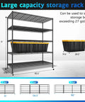Five Tier Heavy Duty Wire Shelving Unit For Warehouse And Supermarket Built To Last 71 Inch Tall With Extra Shelf 25 Percent More Storage on black steel rack