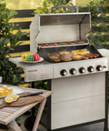 Five Burner Propane Gas Grill With Side Burner In Stainless Steel For Patio And Backyard 61,000 BTU Total Output 602 Sq In Cooking Space