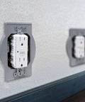 Plastic Round Box Adapter PRBA400G for Weatherproof Nonmetallic Round Receptacle Box installed on wall