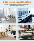 Under Desk Cable Management Tray 2 Pack Heavy Duty Metal Wire Cord Organizer used in office, cafe, home, and music studio settings