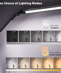 LED Desk Lamp With Clamp Clip On, Sleek Design, adjustable brightness and color temperature modes, 16 inch swivel head