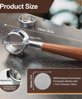 Bottomless espresso portafilter with rosewood handle, stainless steel 54 mm basket, for Breville BES870XL.