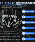 Diagram showing Ford F150 3.5L EcoBoost Timing Chain Kit with VVT Gear Sprocket components and features