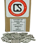 Pack Of 50 4-40 X 1/2 Inch Stainless Steel Cup Point Socket Set Screws Featuring Secure Recessed Hex Drive with Allen wrench.