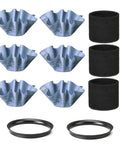 Beefed Up Replacement Paper Disc And Foam Sleeve Filter Kit for wet dry vacuum 5 gallon, 6 paper discs, 6 foam sleeves, 5 rings