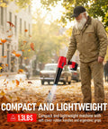 Man using Cordless Leaf Blower 18V Beast Turbo Jet 580000RPM, 4 Nozzles, Lightweight Handheld Blower for Patio and Yard Cleaning