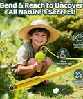 Child exploring nature with Kids Borescope Snake Camera Toy with Waterproof Flexible Tube Lights and 2.4 Inch Screen outdoors.