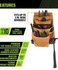 Genuine Leather Tool Pouch for Electricians With Multiple Pockets and Belts Up to Three Inches Wide Pro Grade Belt Organizer Tan LT 683 3