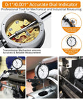 Dial Indicator 0-1 Inch With 0.001 Inch Resolution And Magnetic Base, On-Point Readouts, Secure Locking With Metal Limit Switch, 132 Lb And 60 Kg Hold, Ideal For Machining, Calibration, And Tight Tolerances, on magnetic base in machining setup