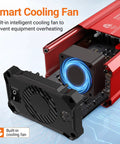 Smart cooling fan inside Road Ready 300W Car Power Inverter Quickly Converts DC 12V To 110V AC With PD 65W ports.