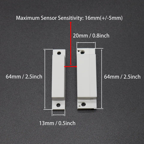 Plug And Play Magnetic Reed Switch NC NO COM Surface Mount Door Window Sensor With Cover For Home Security And Burglar Alarm Systems 5 Pack Durable ABS Housing High Temperature Resistant Reed Switch, 64mm sensor