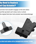 Fuel Door Lock Actuator 81590-2T000 for Hyundai Sonata and Kia Optima shown with broken actuator image