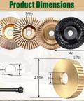 Product image showing 14 Piece Wood Carving Discs Set For 4 Inch And 4.5 Inch Angle Grinders With Rotary Burrs and adapters.