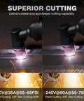 App Controlled 60Amp Plasma Cutter With Pilot Arc For 120 240V Cuts Up To 16 mm At 120V And 26 mm At 240V in use on metal