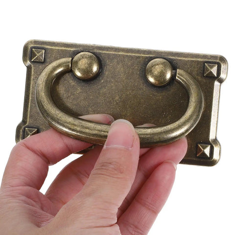 Four Piece Vintage Zinc Alloy Cabinet Pulls With Brass Ring Drawer Handles For Chinese Antique Style Furniture Hardware Old School Vibe Upgrade