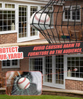 Heavy Duty Baseball Batting Cage Net With Door For Backyard And Indoor Practice 8 By 8 By 20 Feet blocking ball near window