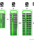 Three Pack Portable Magnetic Socket Organizer Tray For One Quarter Inch, Three Eighth Inch, And One Half Inch Drive Sockets, Green