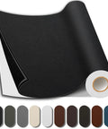 Top Shelf Leather And Vinyl Repair Kit Featuring Large Patches For Couches And Upholstery Sets with black vinyl roll and color samples.