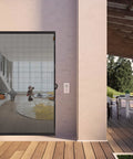 Hanging Screen Door For 36x80 Openings With 38x81 Curtain Size, Upgraded Fiberglass Mesh, Tension Rod, installed on patio doorway.