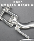 Rock Solid 316 Stainless Steel Clevis Slip Hook With Swivel Lift And Safety Latch 5/16 Inch 1430 Lbs Rigging Accessory close-up showing 360 degree rotation mechanism.