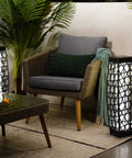 Outdoor Solar Powered Woven Wicker Lantern Floor Lamp For Deck Garden Lawn And Porch, Bright 40 Lumen Lighting by armchair