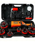 Heavy Duty Electric Pipe Threader Kit With 2300W Copper Motor, 120V Handheld Threading Machine With 6 NPT Dies From Half Inch To Two Inches, Portable Carry Case For Pro Plumbing Jobs displayed in open case