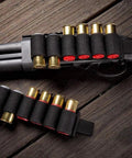 10 Pack 6 Round Buttstock Shell Holder For 12 Gauge Shotgun Shell Carrier shown mounted and detached