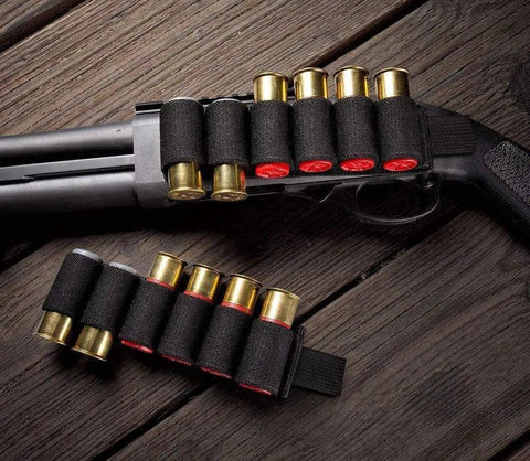 10 Pack 6 Round Buttstock Shell Holder For 12 Gauge Shotgun Shell Carrier shown mounted and detached