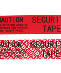 Tamper-evident security tape rolls, 2 red rolls with CAUTION/VOID patterns, 1 in x 55 yd, 2 mil