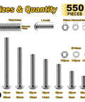 550 Piece M3 Screw Kit With Button Head Hex Socket Screws 304 Stainless Steel Must Have Nuts Flat And Spring Washers In Varied Lengths