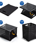 Steps to assemble 42L Collapsible Laundry Baskets Set Pack Of 2 Black Foldable Plastic Hamper for dorms and home.