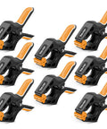 Heavy Duty 4 Inch Spring Clamps Set Of 8 With 30 Lbs Clamping Force, deep throat nylon wood clamps, black and orange design