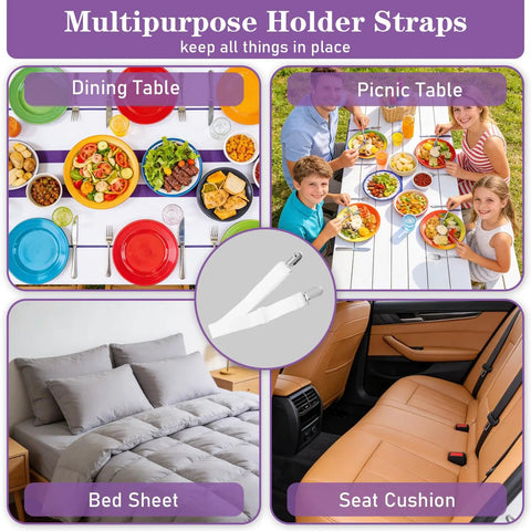 5 Pack Adjustable Elastic Tablecloth Clips With Covert Straps No Tools Needed Universal Fit Tablecloth Holders for Tables and More