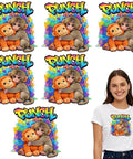 Six Pack Monkey Punch DTF Transfers For Tees Dope Heat Press Stickers 7x7 Inches featuring colorful monkey and text design