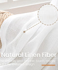 White Linen Semi Sheer Curtain Panels Cozy Two Pack 84 Inch Length Rod Pocket Light Filtering Drapes texture detail
