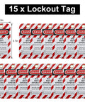 15 lockout tags from Pro Grade LOTO Lockout Kit For Electrical Systems With Clamp On Universal Multi Pole Breaker Lockout.