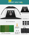 Backyard Driving Practice Net 10x7 Ft With Tri Turf Mat For Indoor Or Outdoor Golf Training with noiseless target pockets