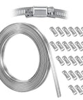 Heavy Duty Stainless Steel Hose Clamp Kit Featuring A Roll Of 50 Ft Cut To Any Length Metal Strapping With 24 Fasteners For Fuel Lines Auto Tubes And Plumbing Jobs That Need Real American Tough Durability. 304SS band and clamps