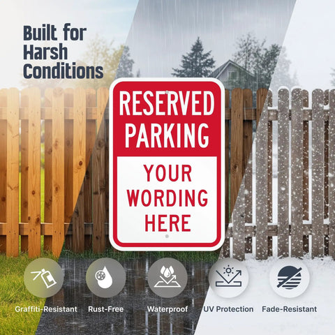 Custom Reserved Parking Sign 12X18 Heavy Duty Laminated Aluminum Plate with UV protection and graffiti-resistant features.