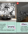 Black And White Peonies Watercolor Floral Mural Wallpaper For Bedroom And Living Room Not Peel And Stick Requires Paste Installation Easy To Cut